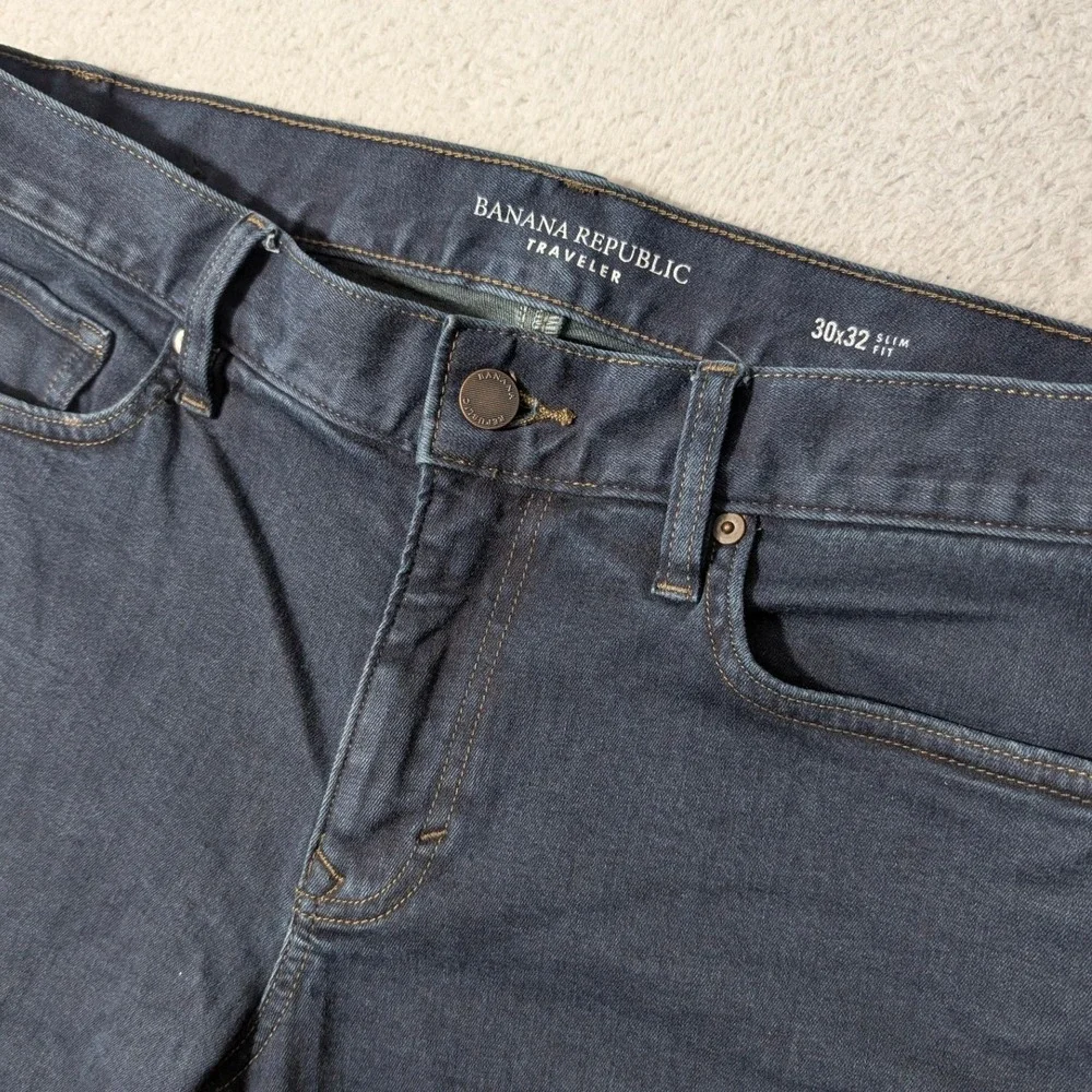 Banana‎ Republic Traveler Jeans Mens 30/32 Dark Blue Slim Fit Stretch